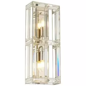 Image of Luminosa Vestal Rectangular Wall Lamp, 2 Light E14, Polished Nickel
