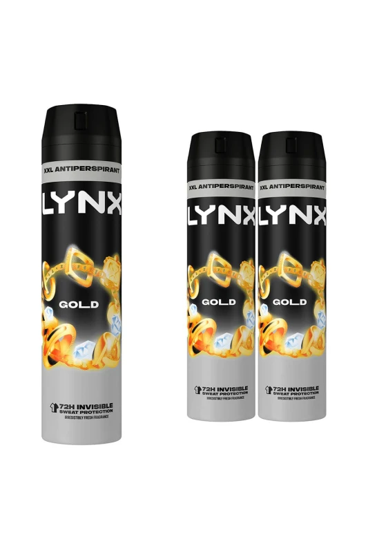 Image of Lynx XXL Gold 'Anti-Perspirant' Deodorant 250ml 3 Pack Gold male
