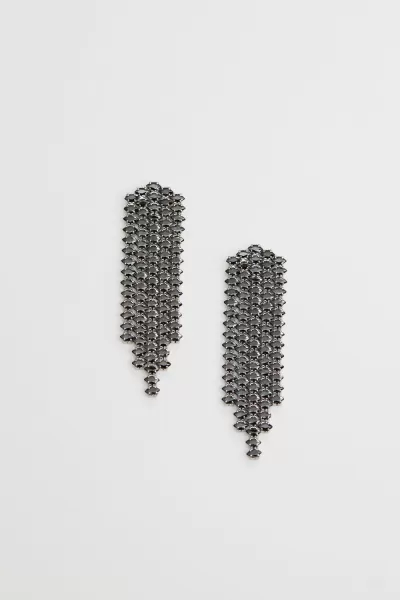 Image of Rhodium Plated Cubic Zirconia Jet Chandelier Earrings