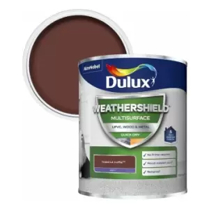 Image of Dulux Weathershield Multi Surface Quick Dry Hazelnut Truffle Paint 750ml