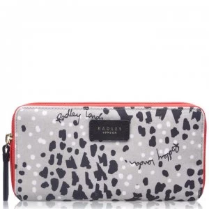 Image of Radley Leopard Oilskin Large Zip Around Matinee - ALUMINIUM
