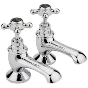 Image of Topaz Black Crosshead Bath Taps Hexagonal Collar - Hudson Reed