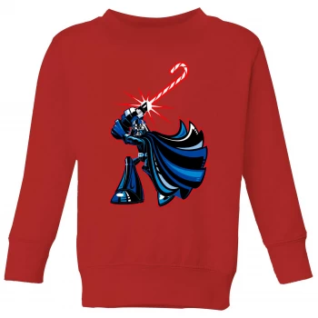 Image of Star Wars Candy Cane Darth Vader Kids Christmas Sweatshirt - Red - 5-6 Years