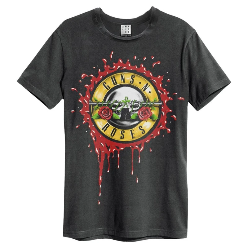 Image of Amplified Amplified Men Bloody Bullet Guns N Roses T-Shirt in Charcoal Size: Small Charcoal S Male 5063470089710