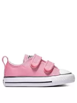 Image of Converse Chuck Taylor All Star Ox Infant Girls 2V Canvas Trainers -Pink/White, Size 2