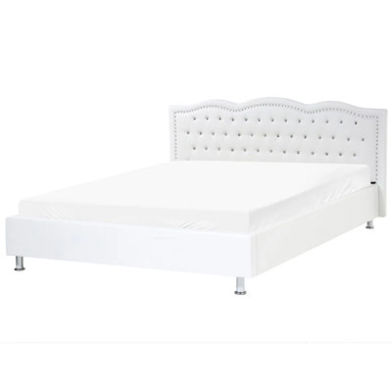 Image of Beliani Bed Faux Leather Metz 180 X 200 Cm (Eu Super King) White