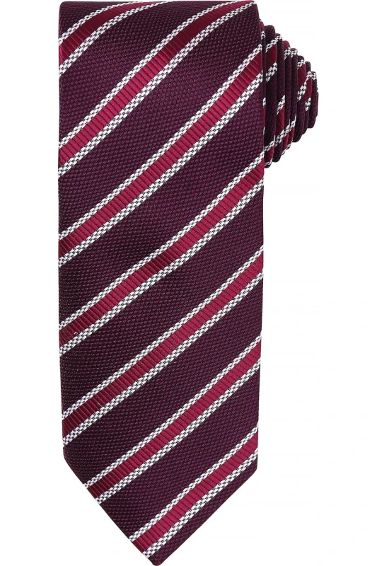 Image of Premier Premier Men Waffle Stripe Formal Business Tie in Burgundy Burgundy One Size Male 5057080770694