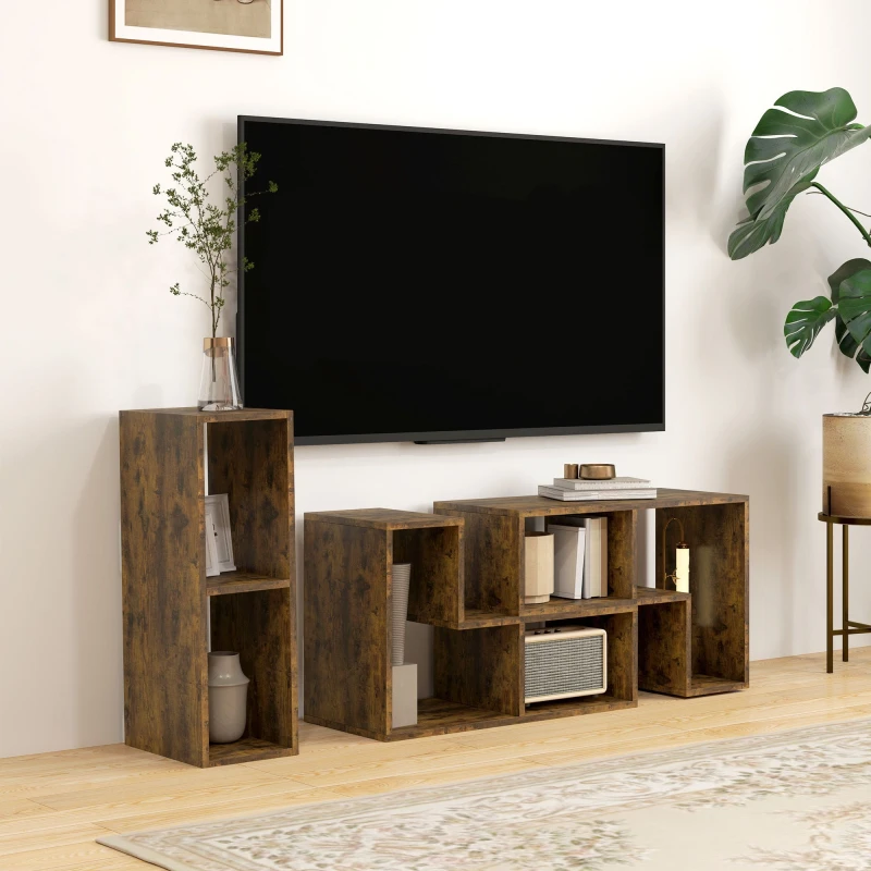 Image of HOMCOM TV Unit for TVs up to 75" - Free Combination TV Stand - Rustic Brown TJ Hughes White 5063603494909