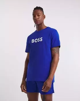 Image of BOSS Bright Blue Logo Beach T-Shirt