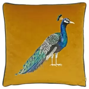 Image of Peacock Cushion Saffron, Saffron / 43 x 43cm / Polyester Filled