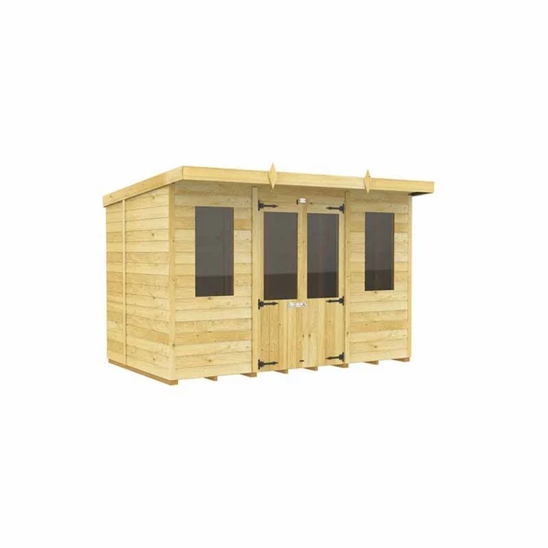 Image of Buttercup Farm 10ft x 7ft Pent Summer House - Wood - L214 x W302 x H201cm in Brown Brown Unisex