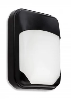 Image of 1 Light Outdoor Wall Light Black Polycarbonate, Opal Diffuser IP65, E27