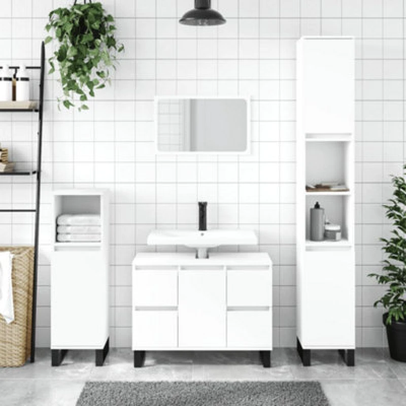 Image of VIDAXL Bathroom Cabinet White 30x30x100cm Engineered Wood Vidaxl 8720845875756