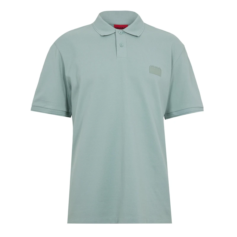 Image of Hugo Mens Delastolo Red Cotton Short Sleeve Polo Shirt Pastel Green male S