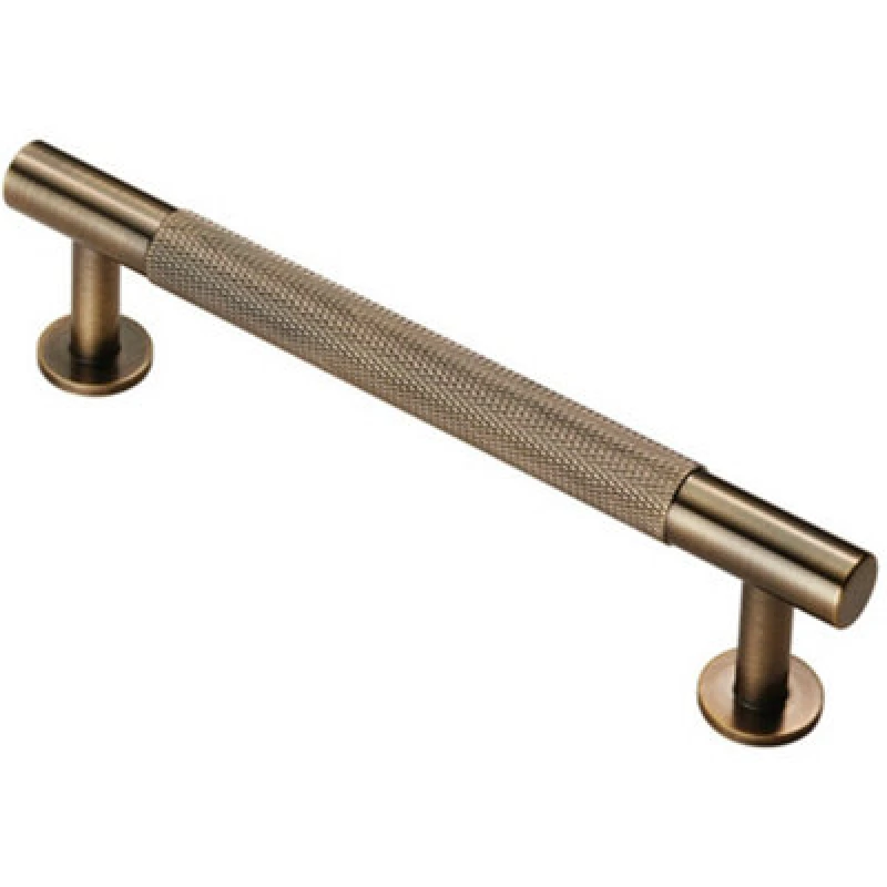 Image of Loops Knurled Bar Door Pull Handle 158 x 13mm 128mm Fixing Centres Antique Brass Metallics unisex