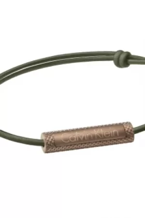 Image of Ladies Calvin Klein Rose Gold Plated Medium Tube Leather Bracelet Size M KJ7LGB19010M