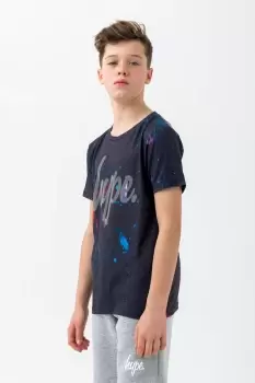 Image of HYPE BOYS BLACK MIDNIGHT ART SCRIPT T-SHIRT