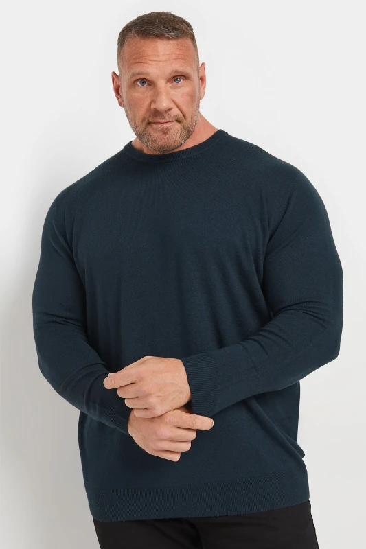 Image of BadRhino BadRhino Men Crew Neck Jumper in Dark Navy Size: 5-6X-Large Dark Navy 5-6XL Male 5063111855261