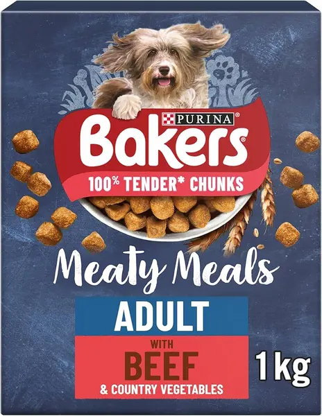 Image of Bakers Meaty Meals Beef Adult Dry Dog Food 1kg