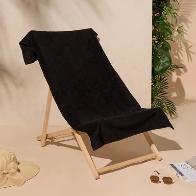 Image of OHS OHS Plain Microfibre Quick Dry Beach Towel Bathroom in Black One Size Unisex 5027434180974