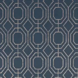 Image of Superfresco Navy Geometric Smooth Wallpaper