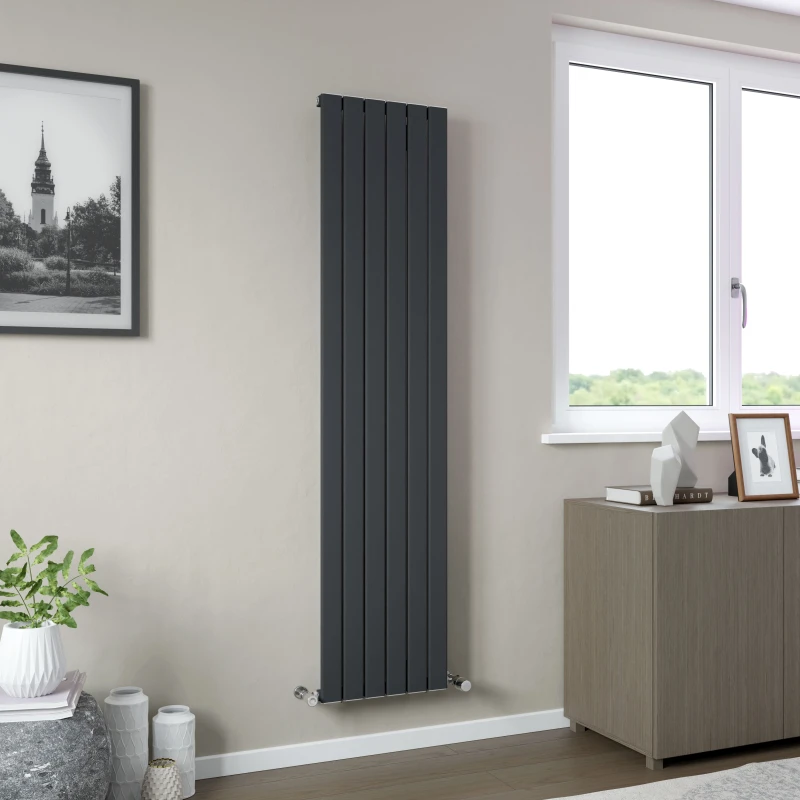 Image of Agadon Vienna Designer Aluminium Radiator in Dark Grey Size: 1800mm x 555mm Dark Grey Unisex 1800mm x 555mm