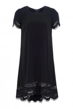 Image of French Connection Classic Crepe and Lace Dress Black