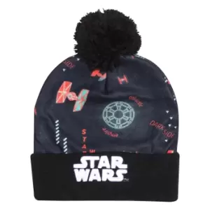 Image of Star Wars Girls Tie Fighter Pom Pom Beanie (One Size) (Black/Grey/Orange)