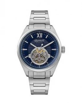 Image of Ingersoll Ingersoll The Shelby Blue Skeleton Eye Automatic Dial Stainless Steel Bracelet Watch