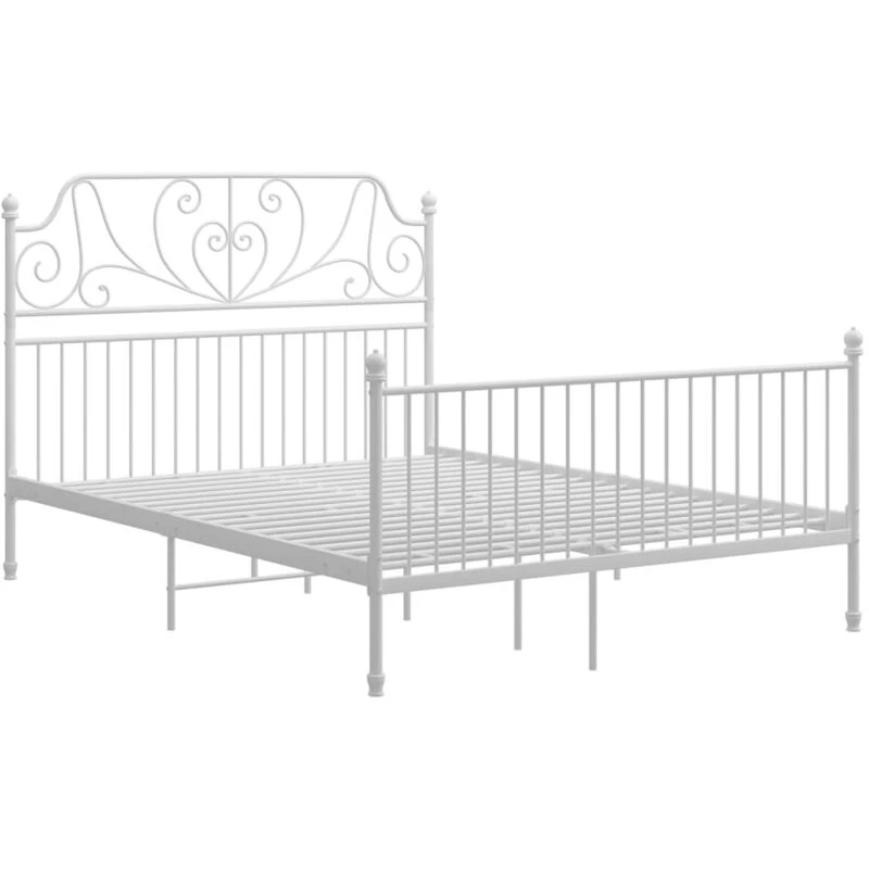 Image of VIDAXL Vidaxl - Bed Frame with Headboard without Mattress White 140x200cm Metal 8720286195918
