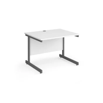 Image of Office Desk 1000mm Rectangular Desk With Cantilever Leg White Tops With Graphite Frames Contract 25