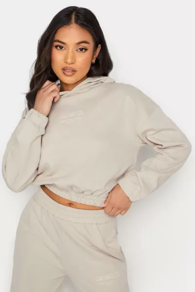 Image of Petite 'Los Angeles' Slogan Cropped Hoodie