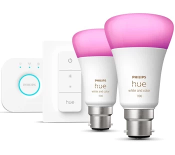 Image of PHILIPS HUE White & Colour Ambiance Smart Lighting Starter Kit - B22, White