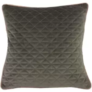 Image of Riva Home Quartz Cushion Cover with Geometric Diamond Design (One Size) (Charcoal Grey/Blush Pink) - Charcoal Grey/Blush Pink
