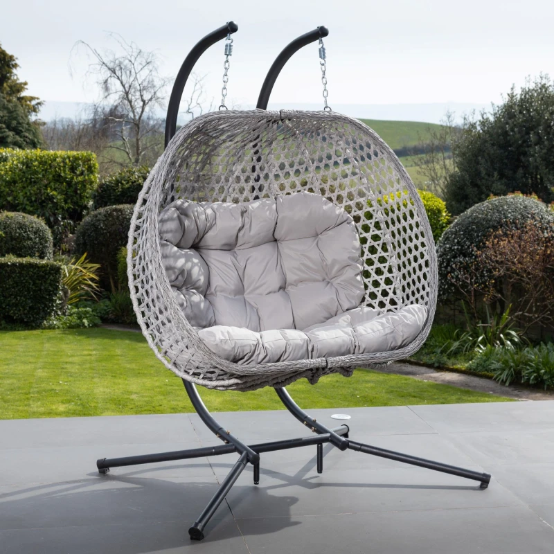Image of Artemis Home Beauchamp Swinging Double Garden Seat in Light Grey Light Grey Unisex
