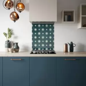 Image of House Beautiful Jasper Indigo Self-Adhesive Glass Splashback 900 x 750mm in Blue