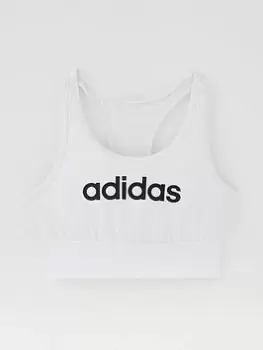 Image of adidas Girls Linear Sports Bra - White/Black, Size 7-8 Years, Women