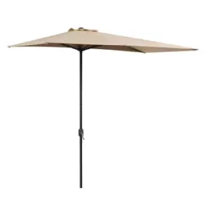 Image of Outsunny Balcony Half Parasol Semi Round Umbrella Patio Crank Handle (2.3m, Beige)- NO BASE INCLUDED
