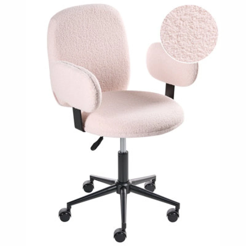 Image of Beliani Desk Chair Moraga Boucle Pastel Pink