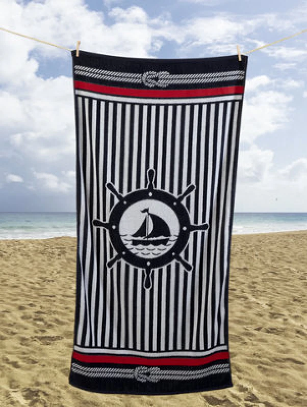 Image of Rapport Nautical Striped Navy Beach Towel Multi 85 X 160Cm