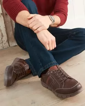 Image of Cotton Traders Mens Lightweight Lace-Up Shoes in Brown