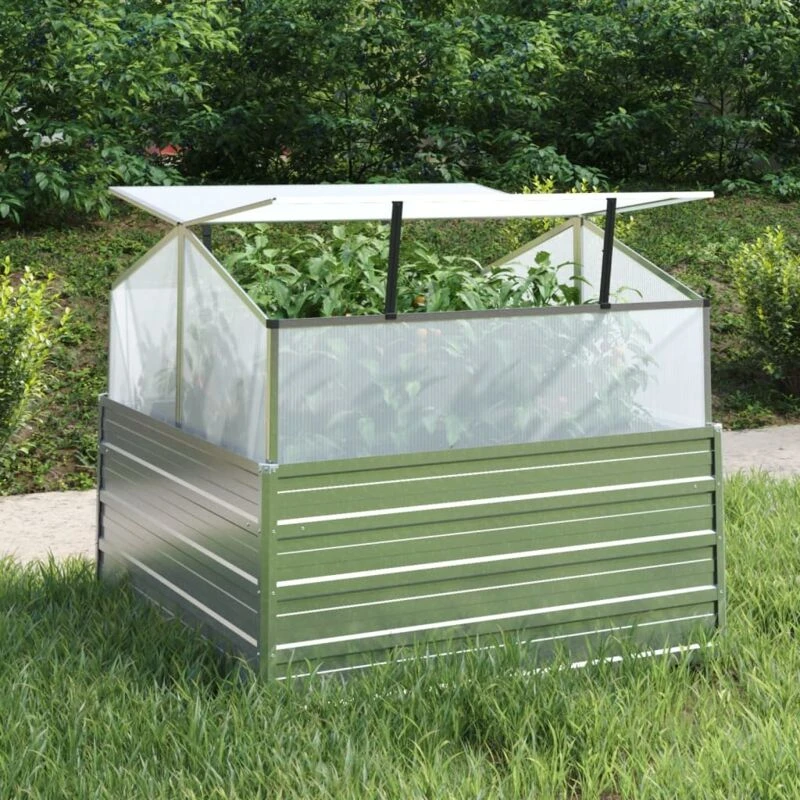 Image of VIDAXL Vidaxl - Garden Raised Bed with Greenhouse 100x100x85cm Silver 8720286661727