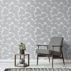 Image of Larson Leaf Silver Wallpaper Silver