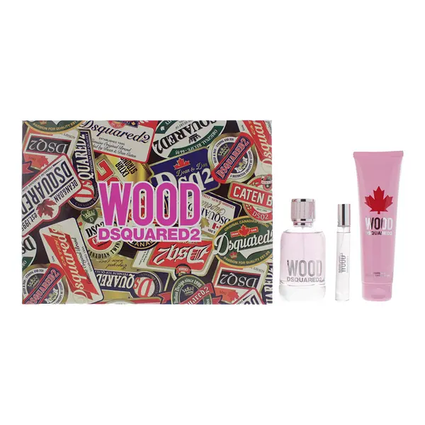 Image of Dsquared2 Wood 3 Piece Gift Set: Eau de Toilette 100ml - Eau de Toilette 10ml - Shower Gel 150ml