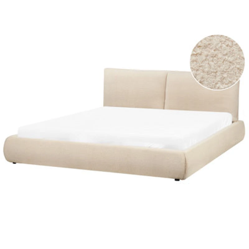 Image of Beliani Bed Boucle Vinay 180 X 200 Cm (Eu Super King) Light Beige
