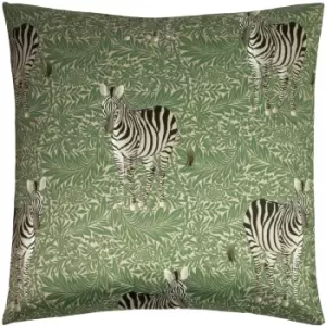 Image of Zebra Foliage Cushion Green / 50 x 50cm / Polyester Filled