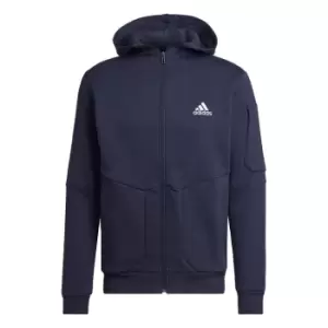 Image of adidas Essentials for Gameday Fleece Full-Zip Hoodie Mens - Legend Ink / Legend Ink