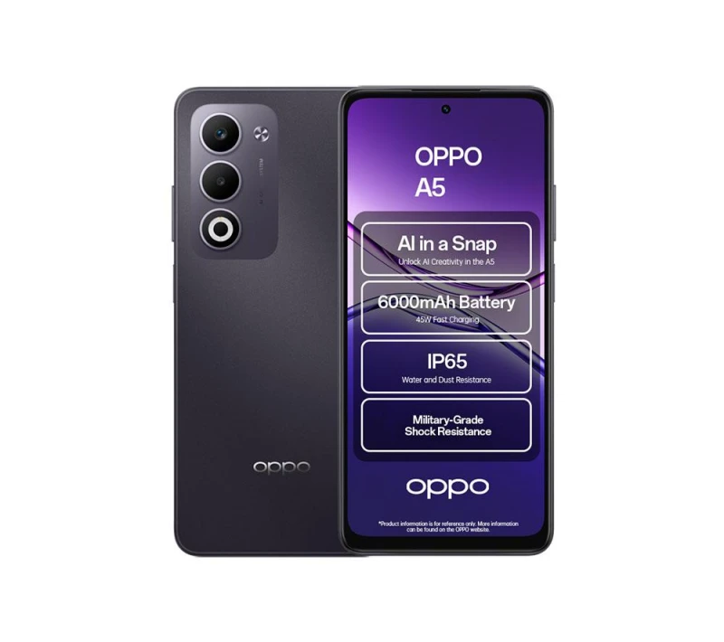 Image of OPPO A5 Qualcomm Snapdragon 6s 4GB RAM 128GB Storage 6.67" Dual Sim ColorOS Smartphone - Midnight Purple CPH2727-Purple