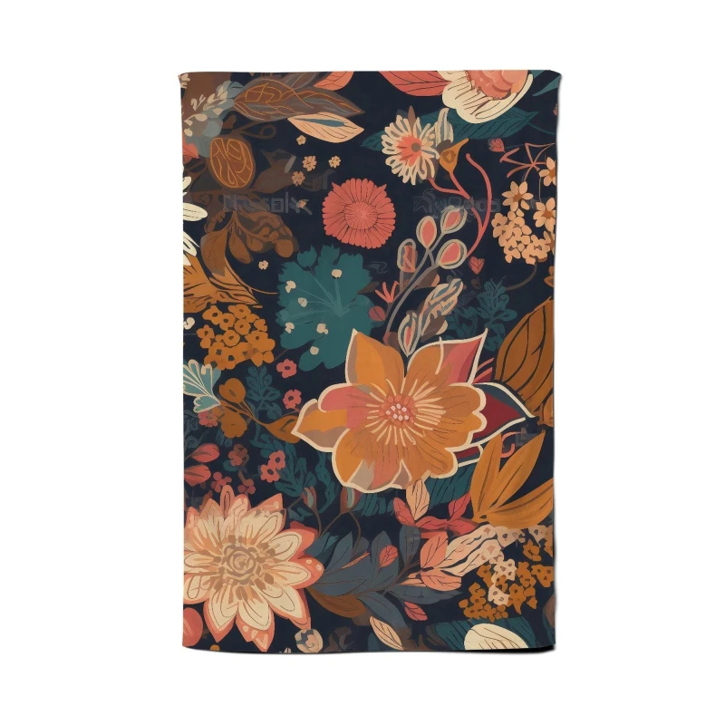 Image of Warren Reed - Designer Boho Chic Flower Tea Towel in Orange Orange Unisex