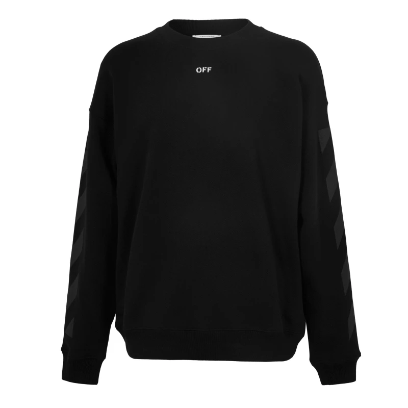 Image of Off White Mens Cornly Diag Crew Sweatshirt Black/White male XS